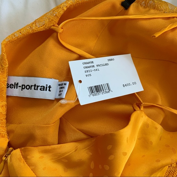 SELF-PORTRAIT Orange Lace Frilled Jacquard Dress - Picture 10 of 14